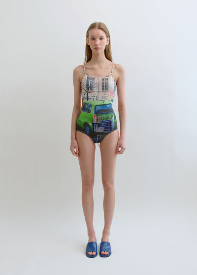 Photo Graphic One-Piece Swimsuit_Green