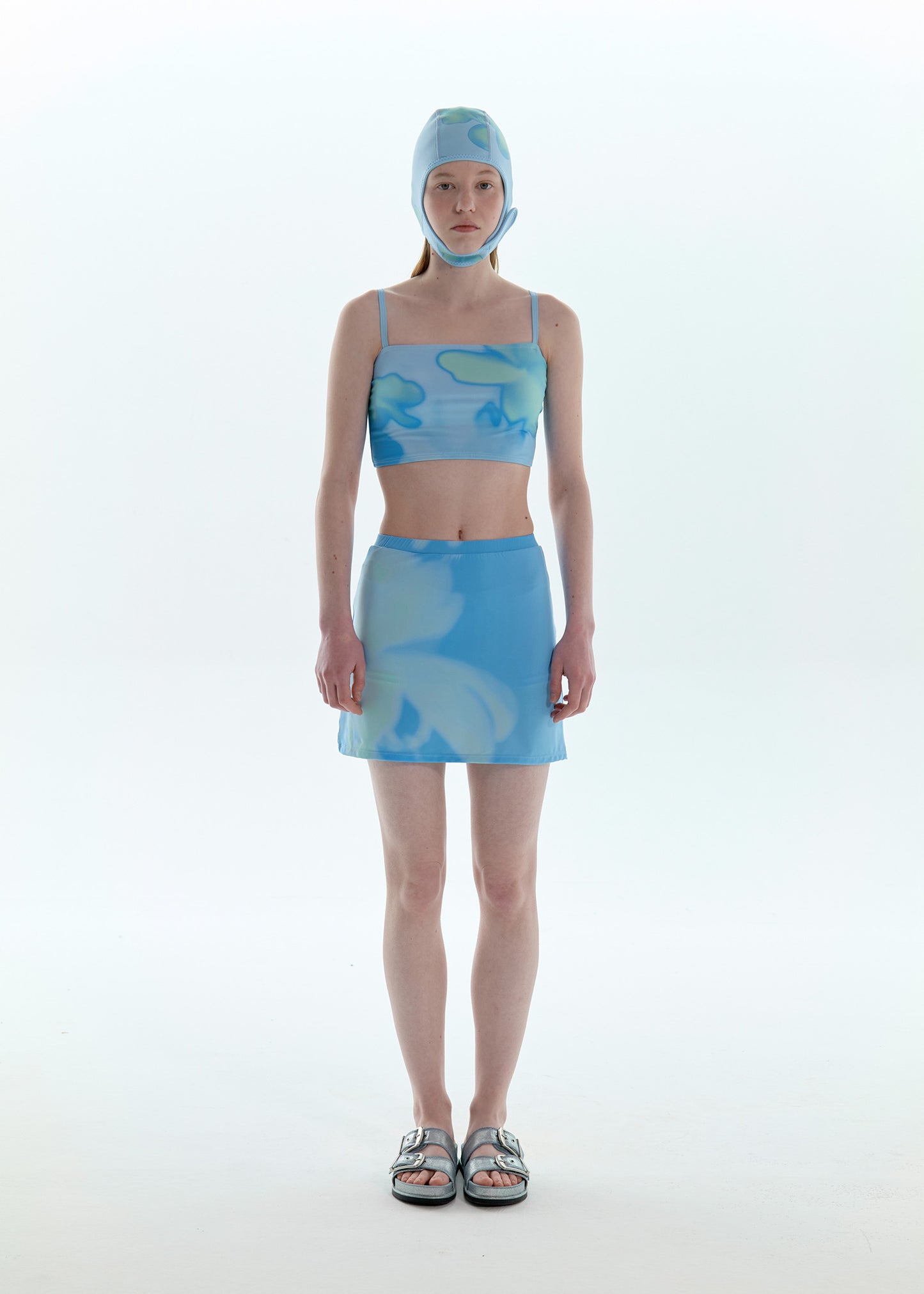Flower Tube Top Skirt Set_Blue