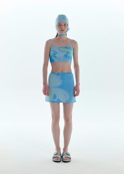 Flower Tube Top Skirt Set_Blue